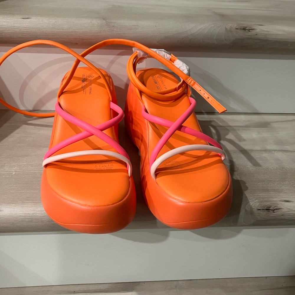 Orange and Pink Strappy Sandals